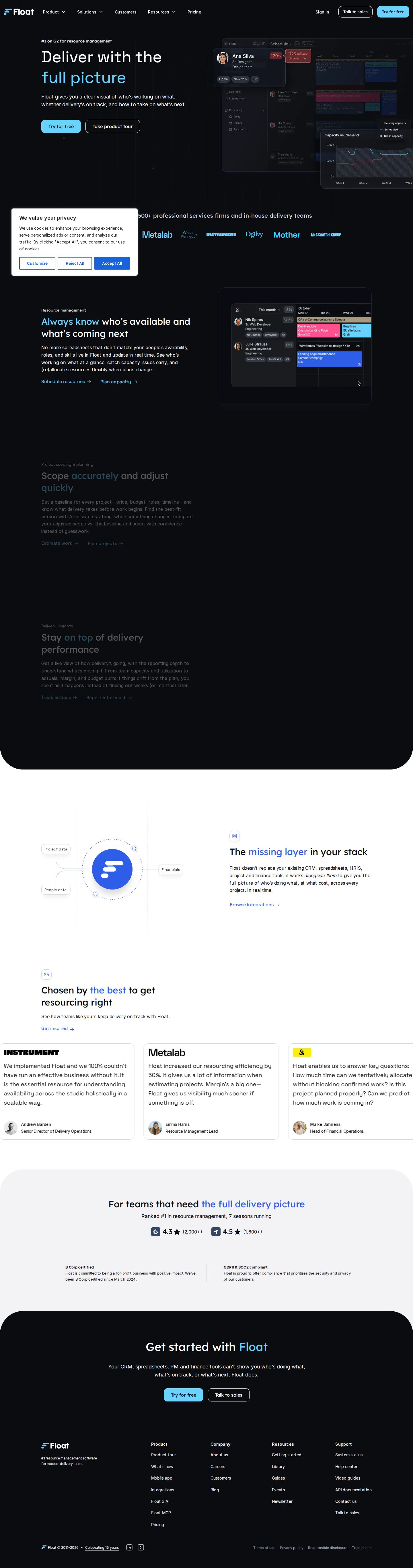 Float.com website preview