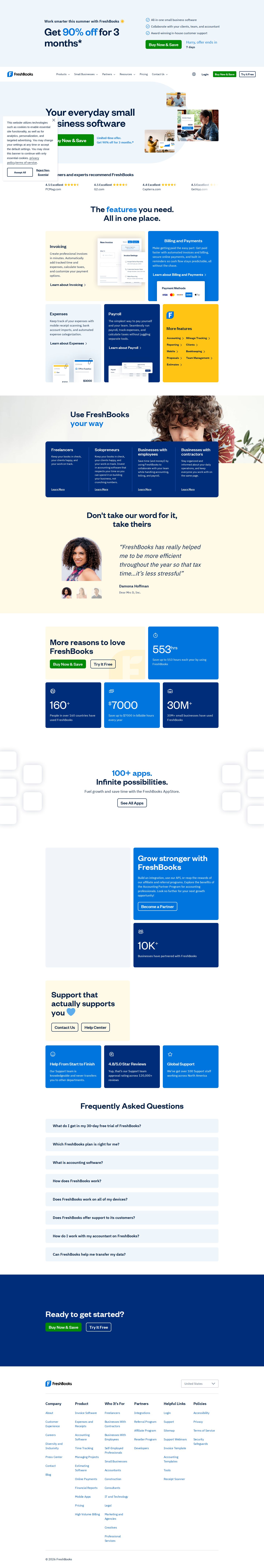 FreshBooks website preview