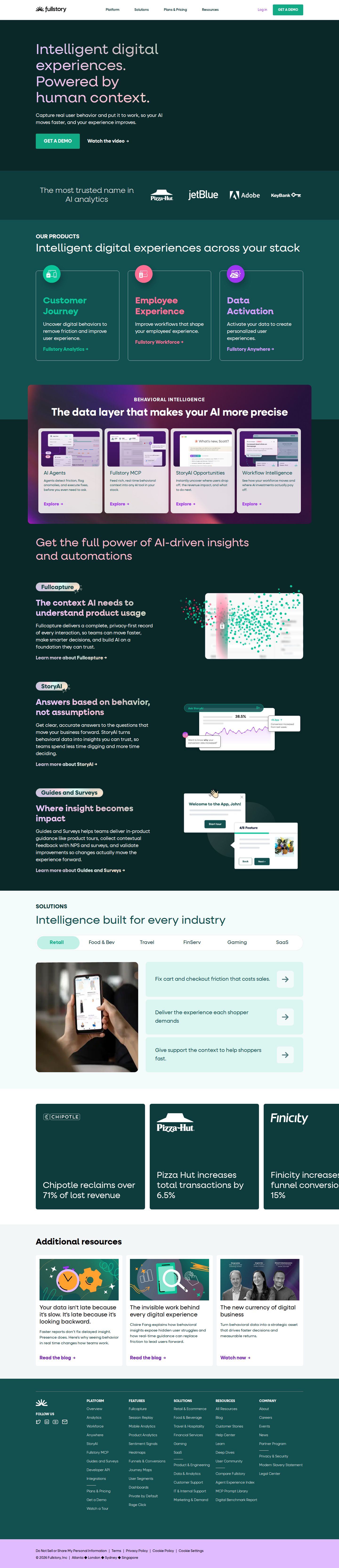 Fullstory website preview