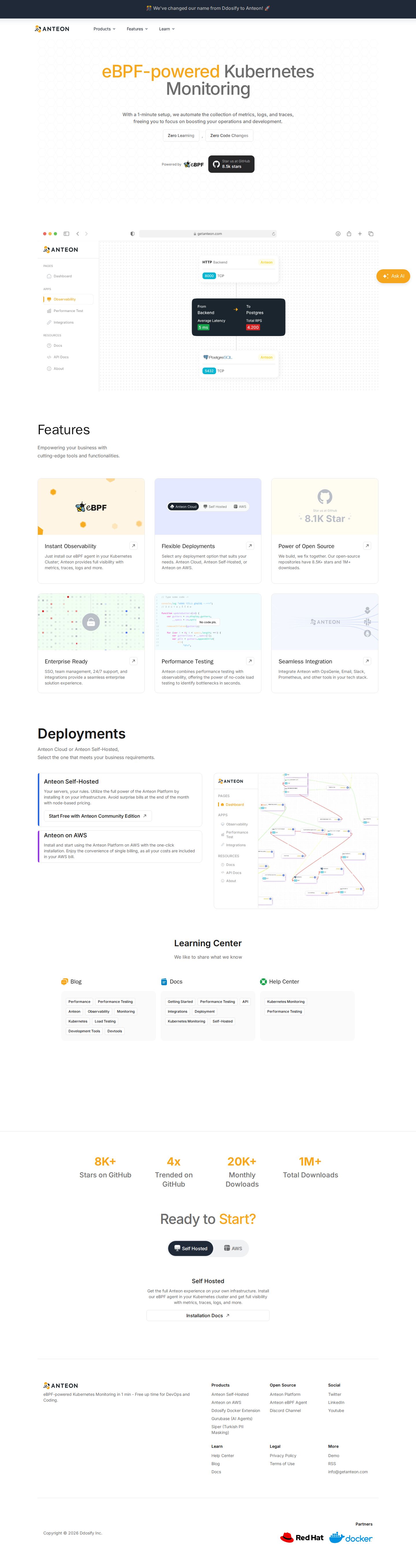 Kubernetes Monitoring with a 1-min Setup website preview