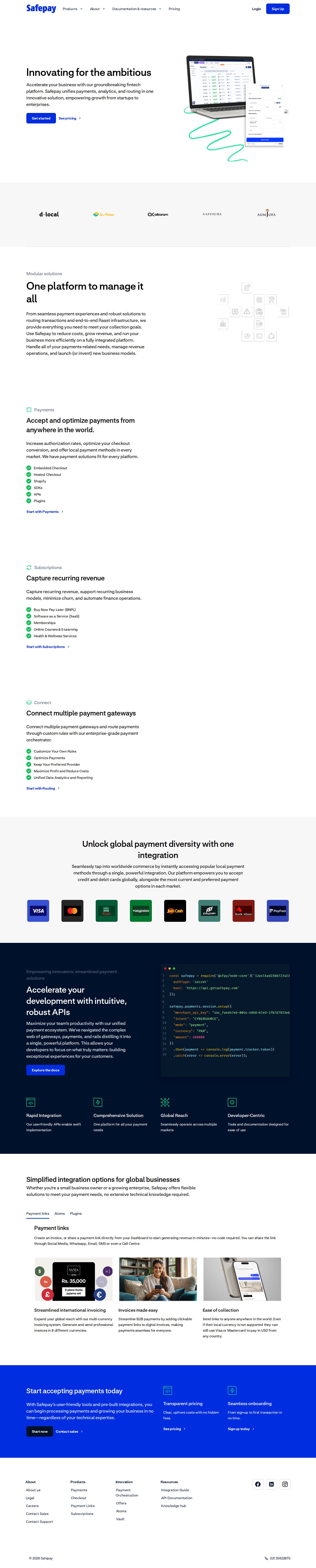 Safepay website preview
