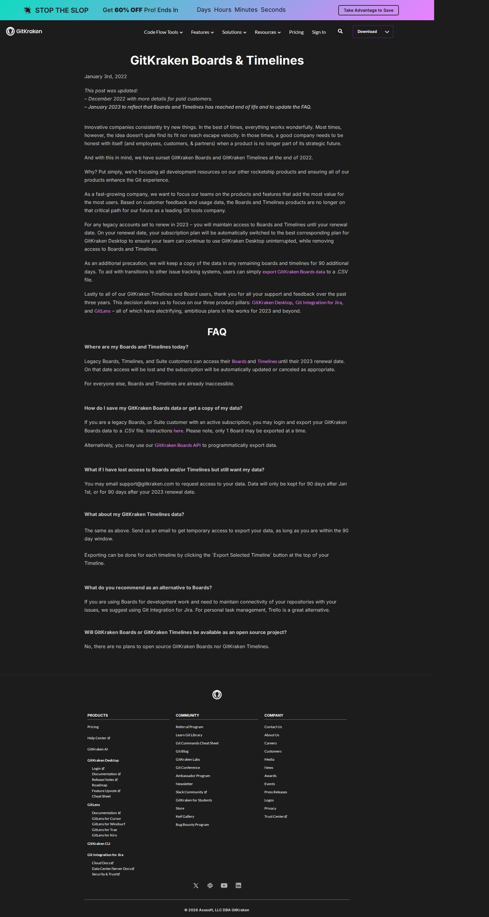 Boards Timelines FAQ website preview