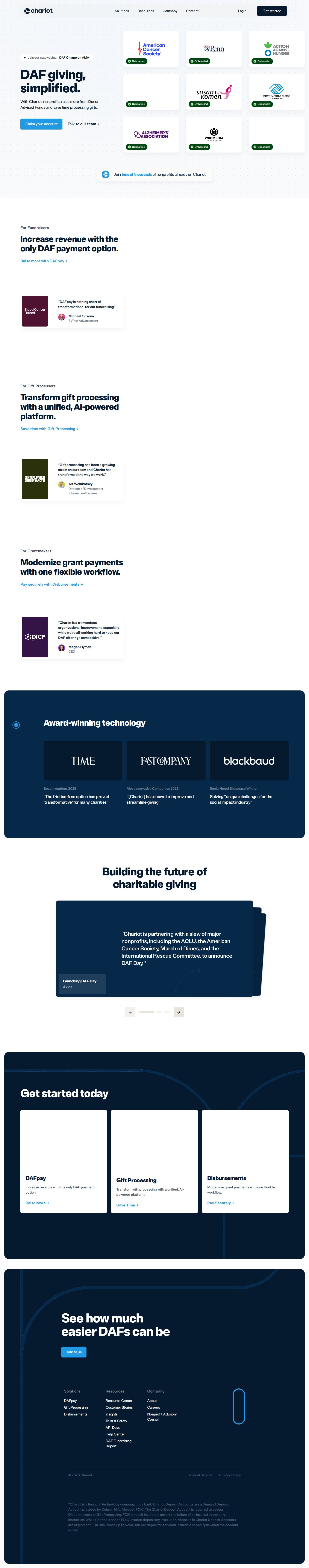 Chariot website preview