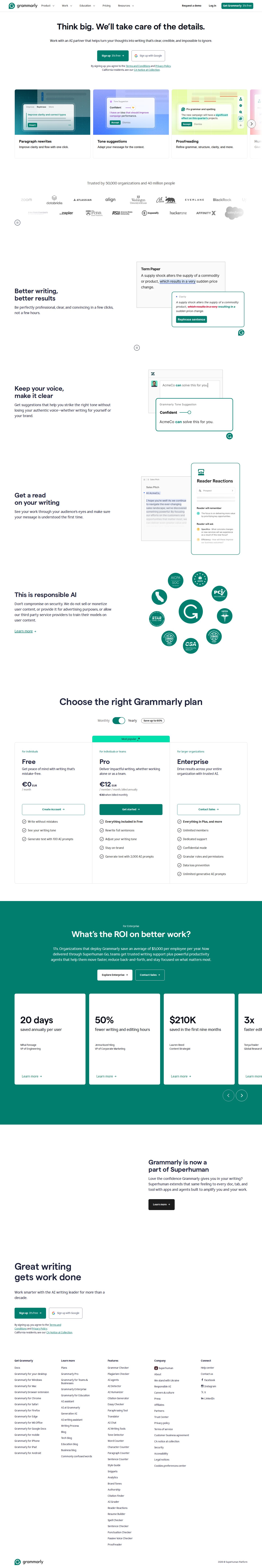 Grammarly website preview