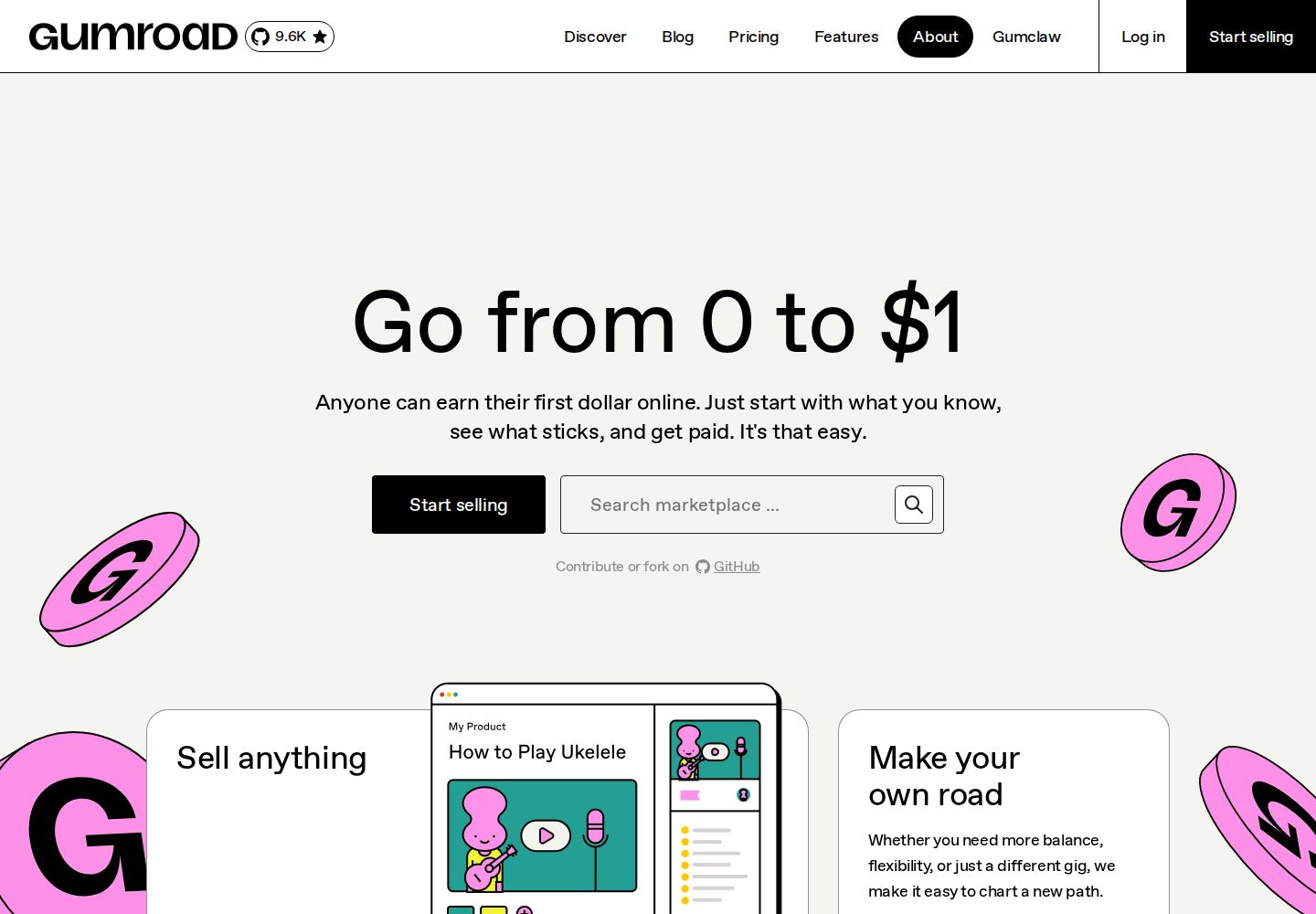 Gumroad website preview