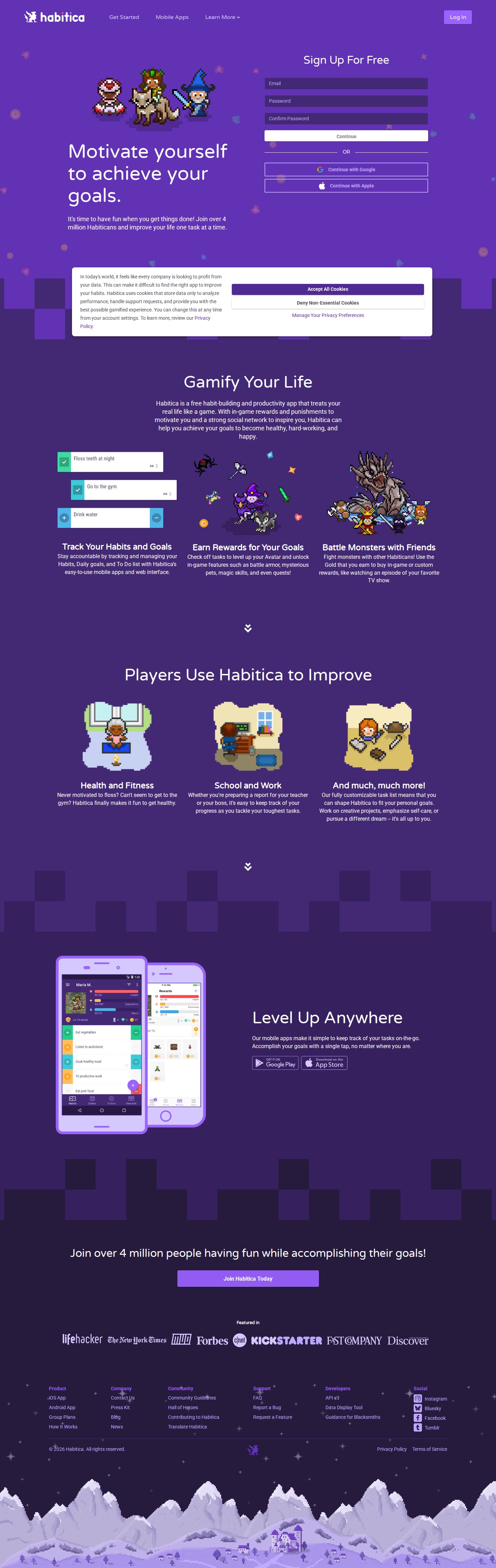 Habitica website preview