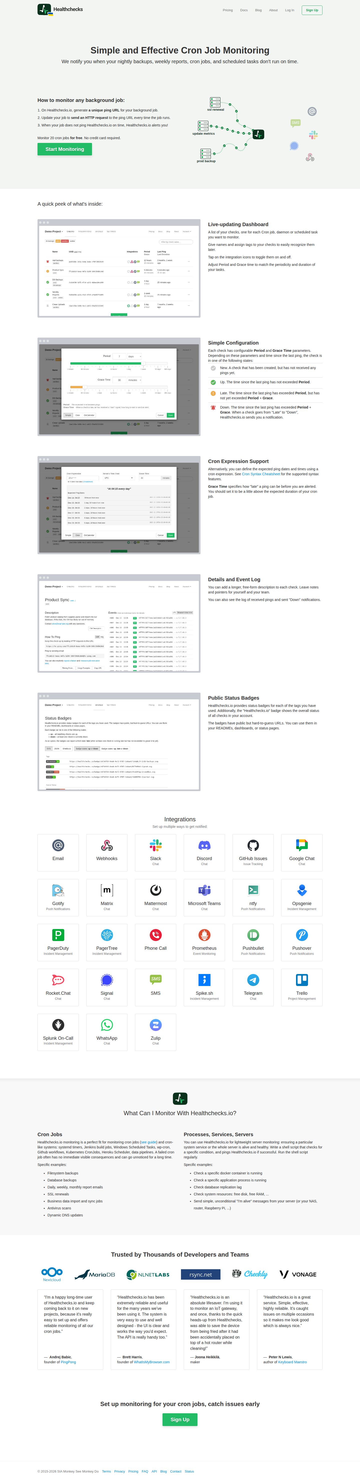 Healthchecks.io website preview