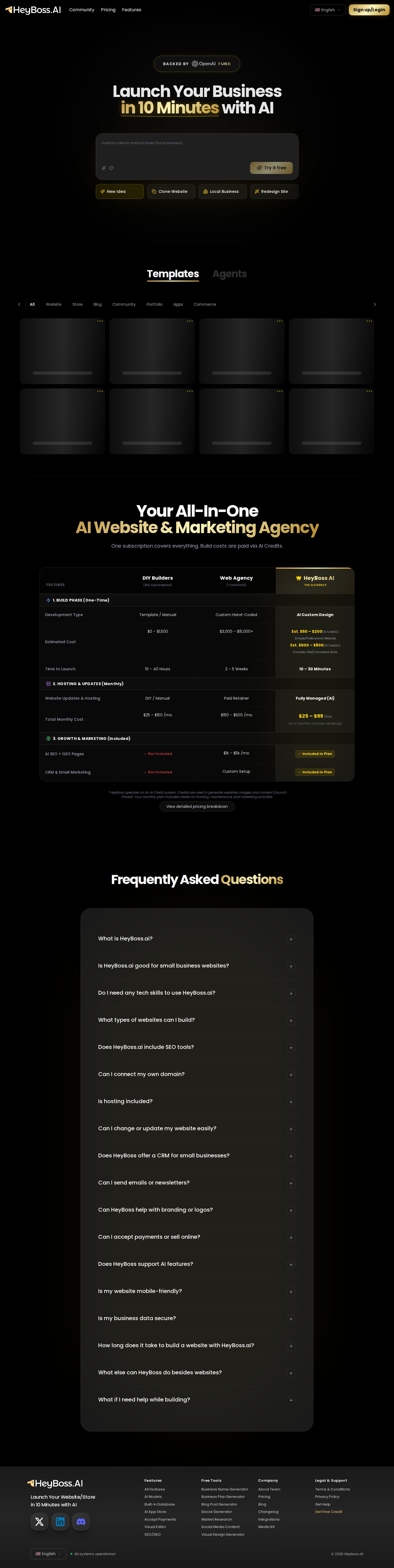 HeyBoss AI website preview