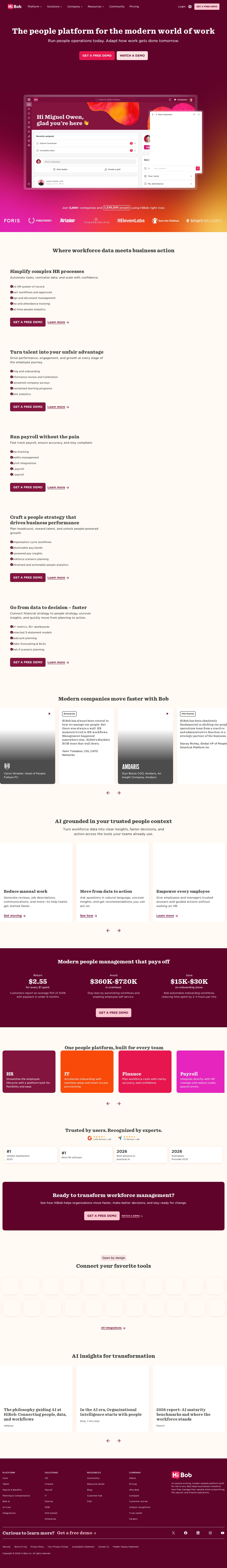 HiBob website preview