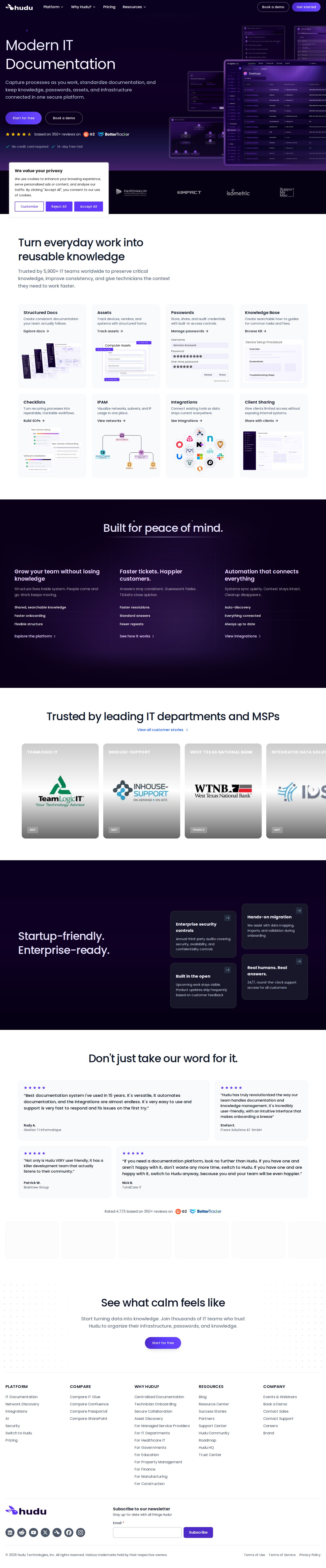Hudu website preview