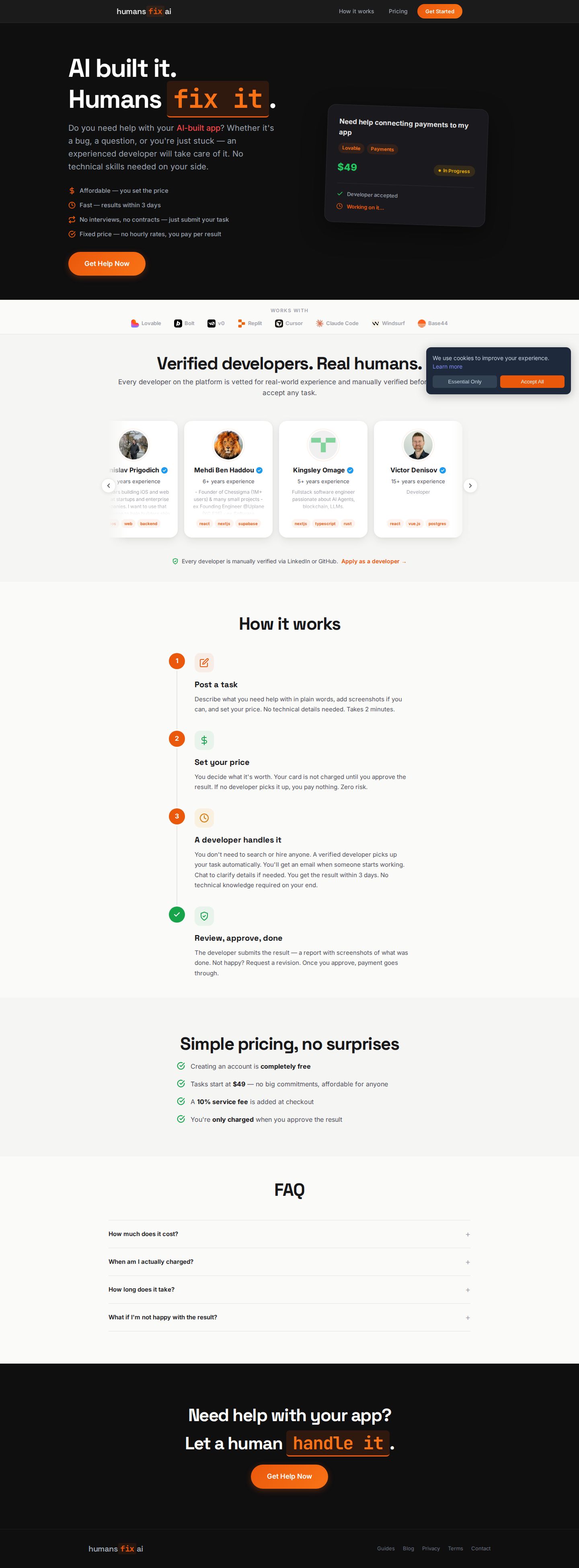 humans fix ai website preview