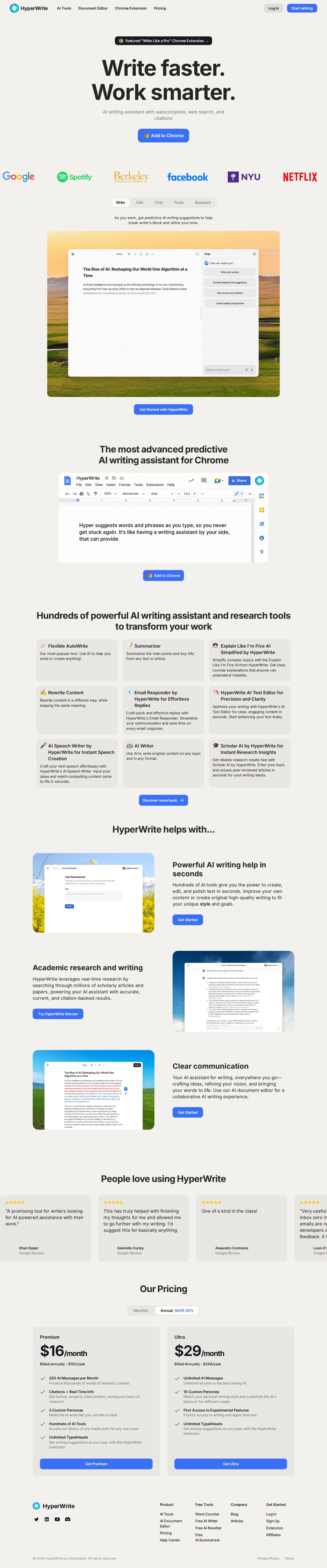 HyperWrite website preview