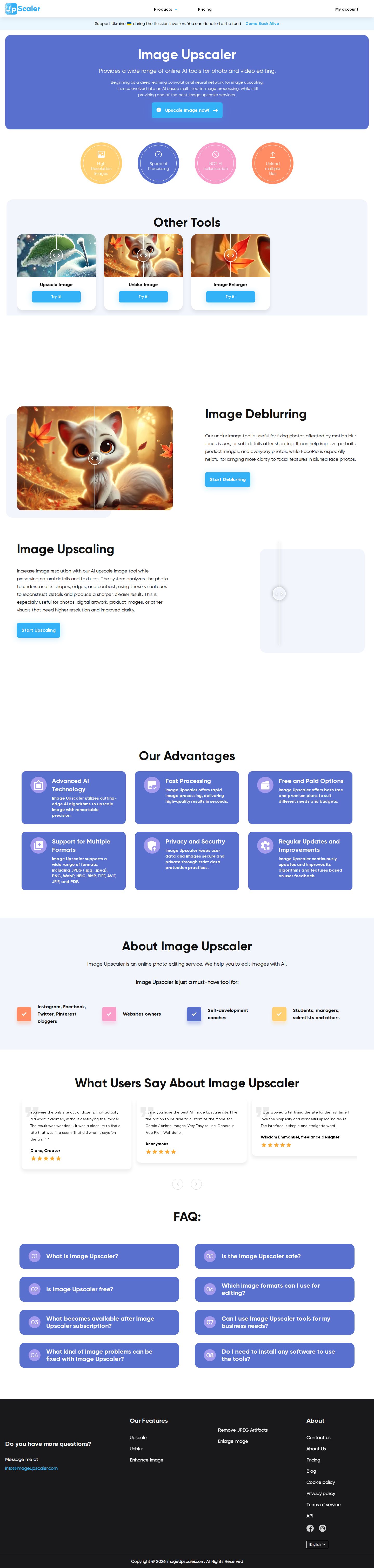 Image Upscaler website preview