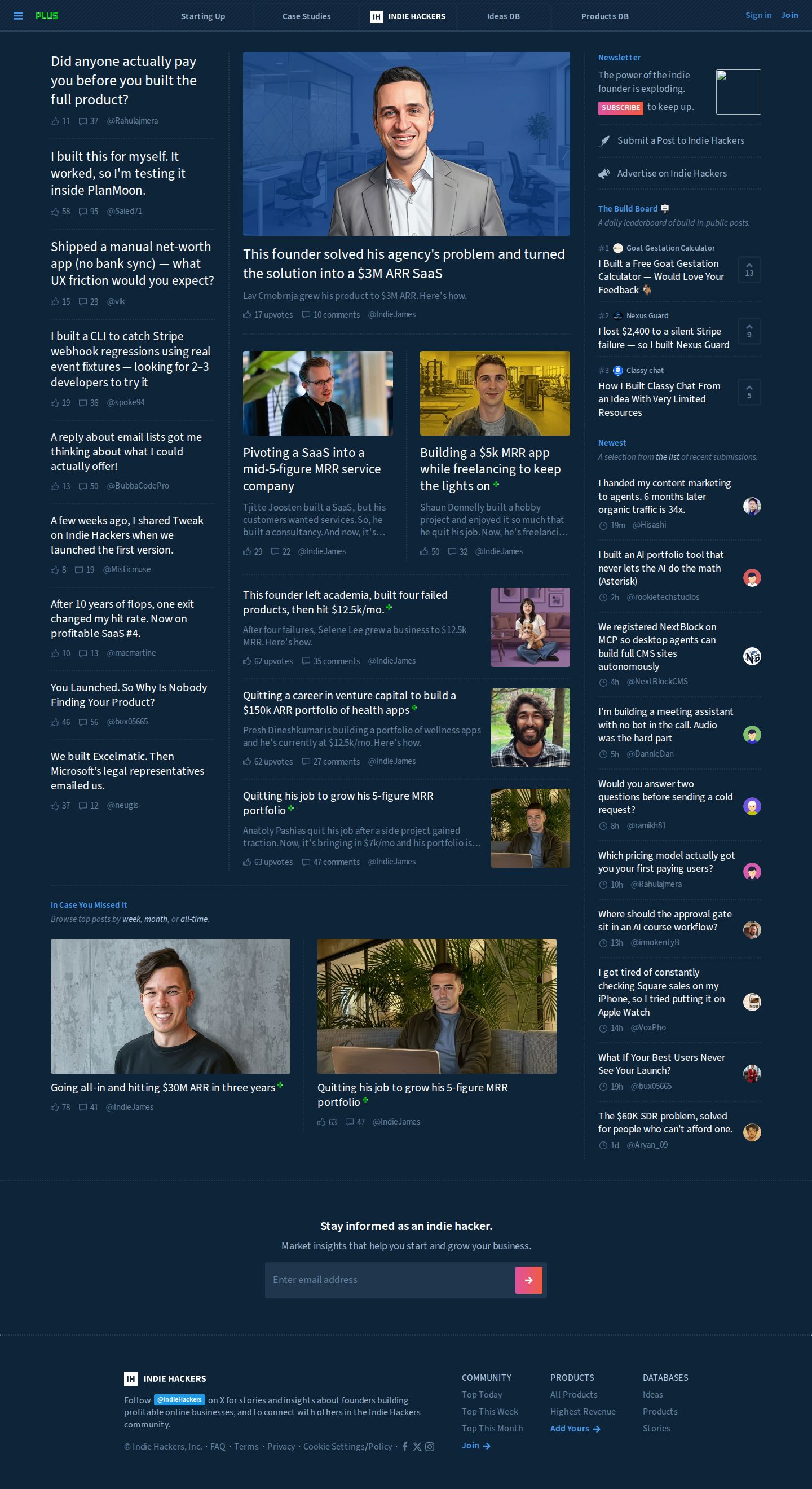 Indie Hackers website preview