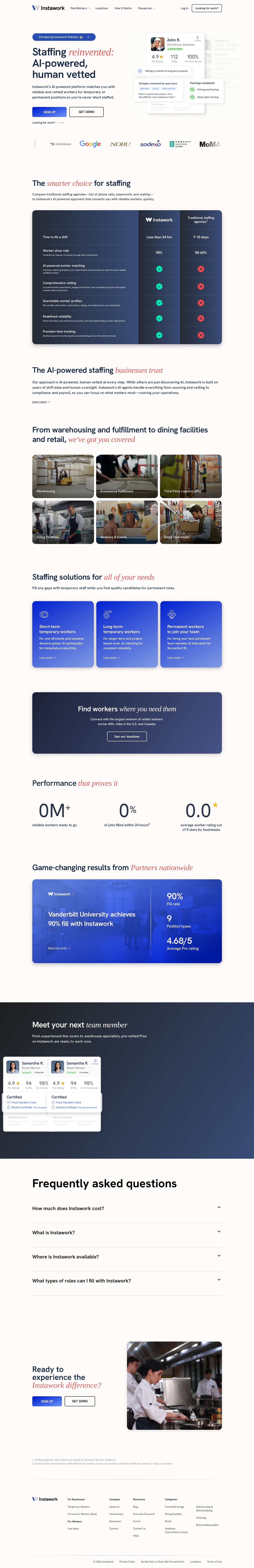 Instawork website preview