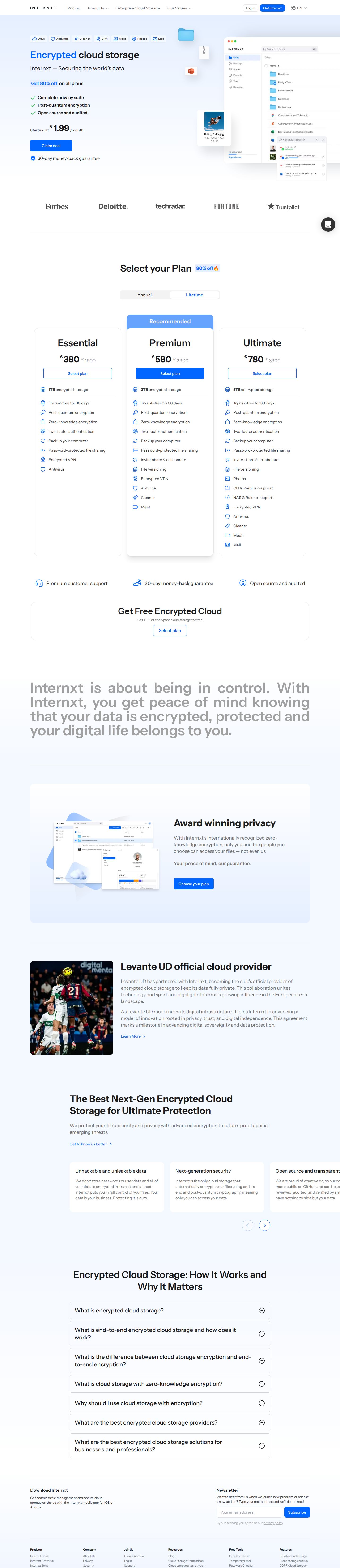 Internxt website preview