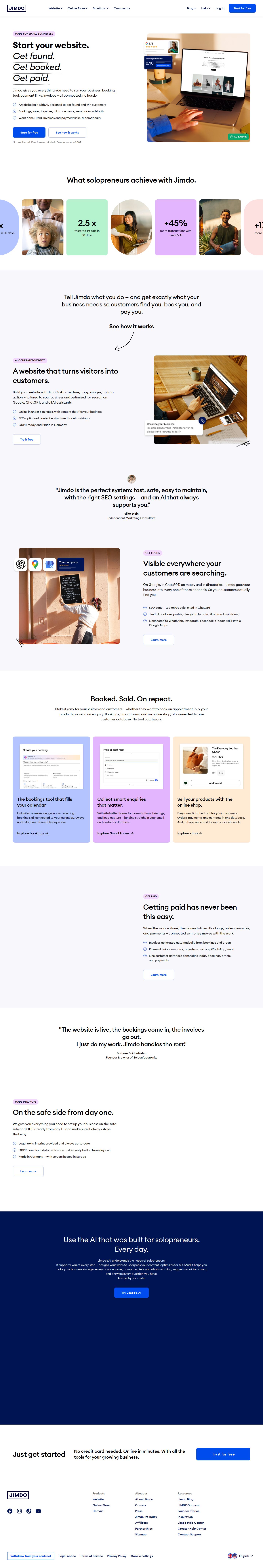 Jimdo website preview