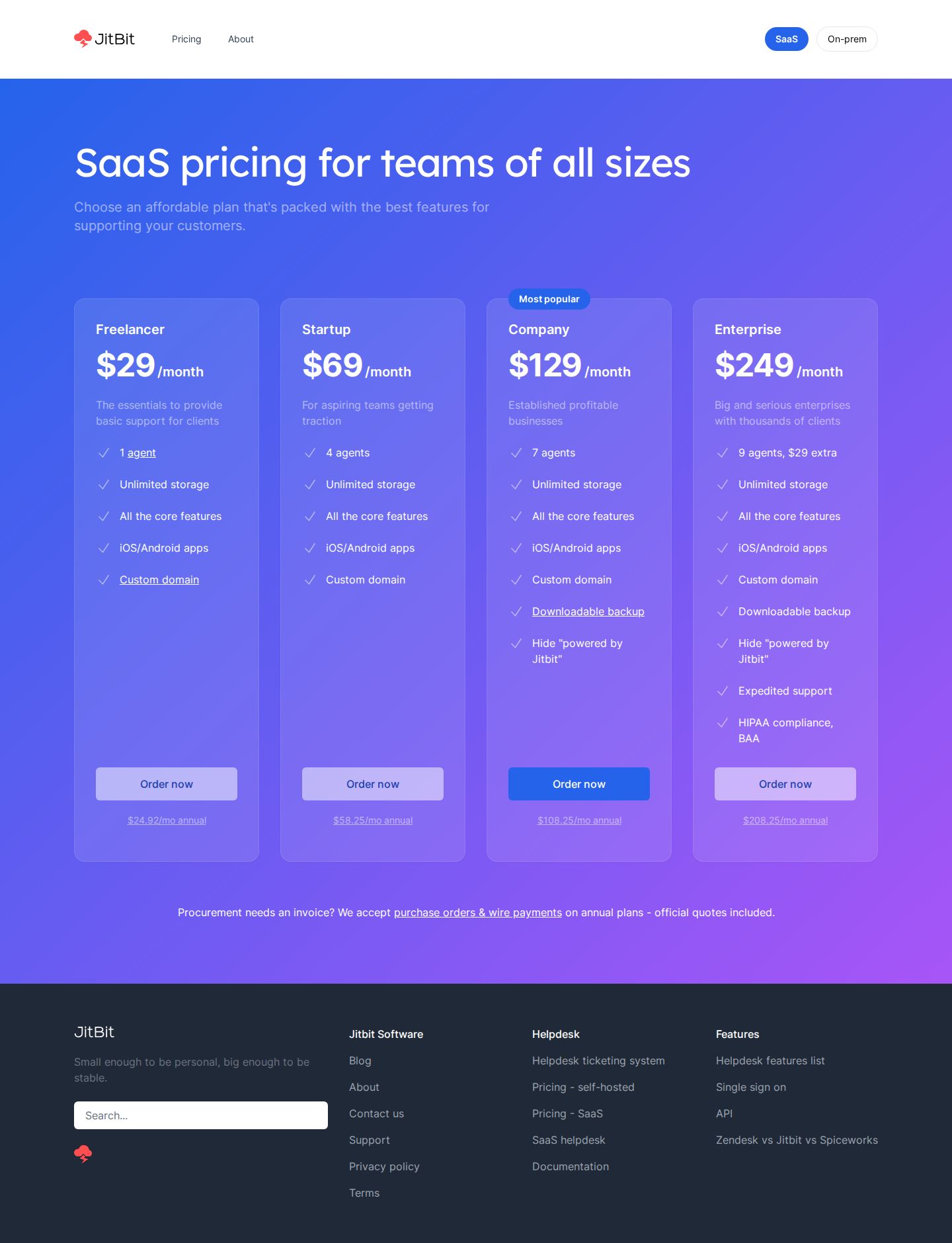 Jitbit website preview