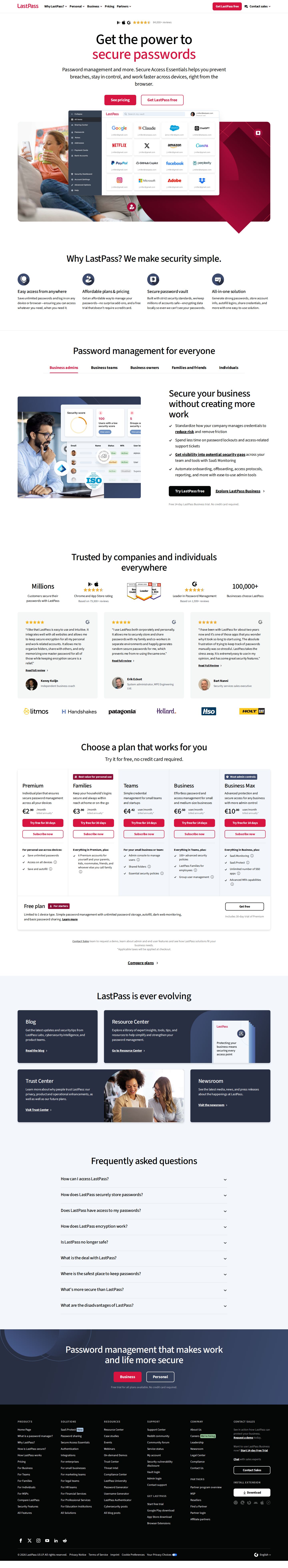 LastPass website preview