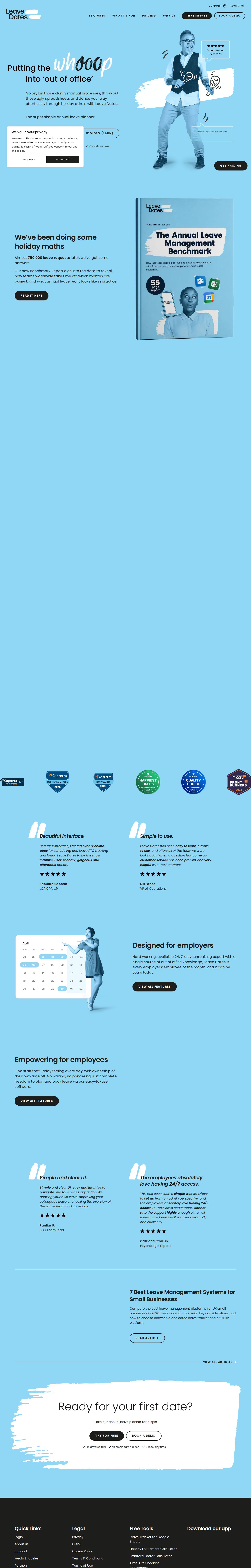Leave Dates website preview