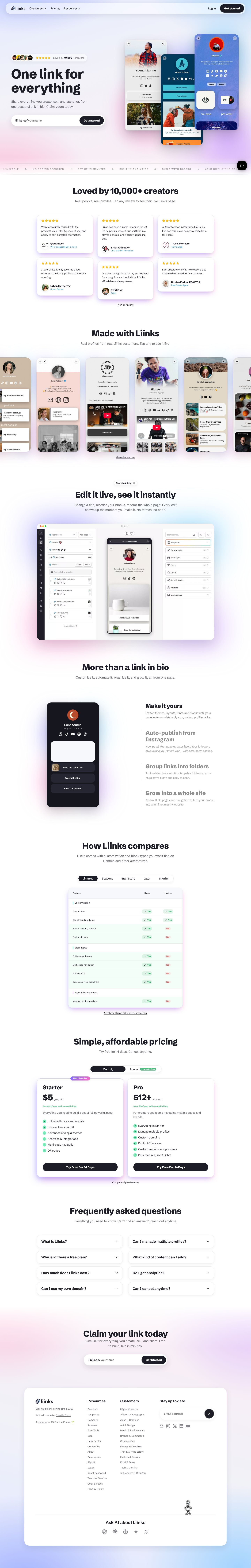 Liinks website preview