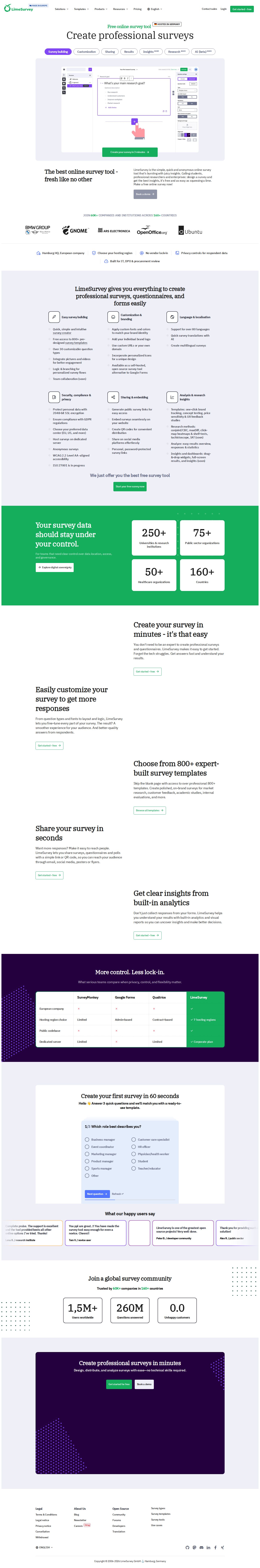 LimeSurvey website preview