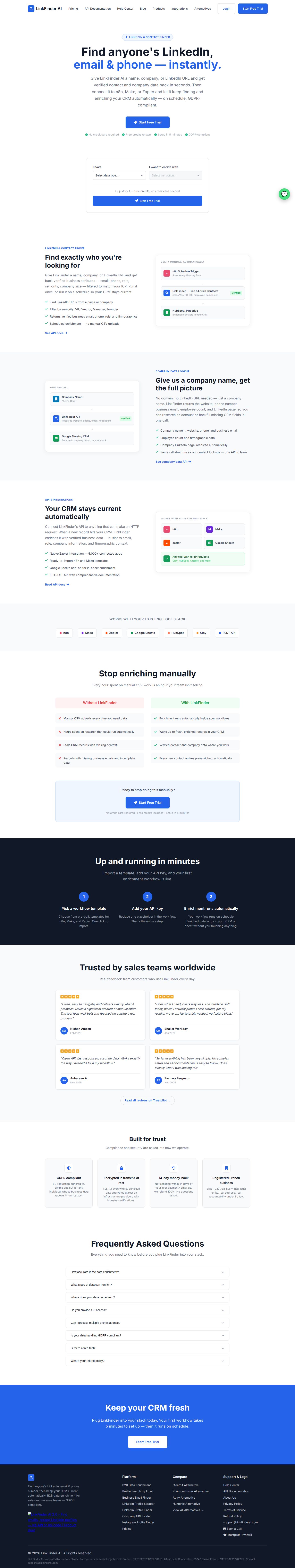 LinkFinder AI website preview