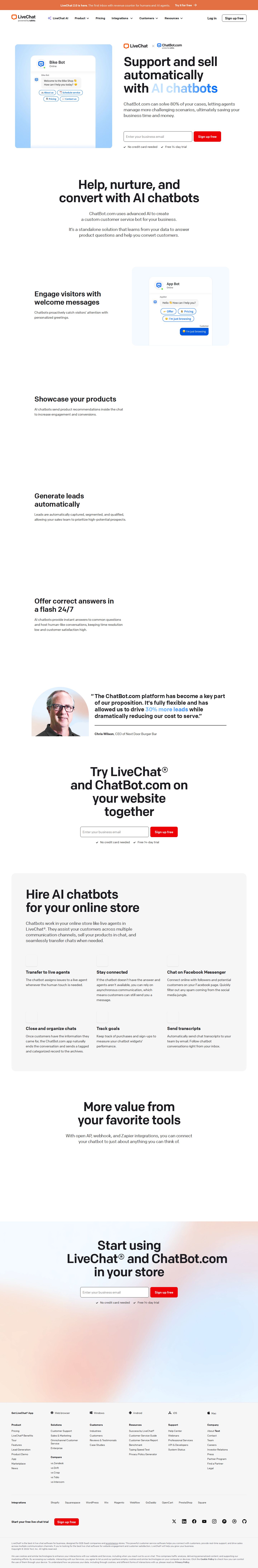 LiveChat® + Chatbot website preview