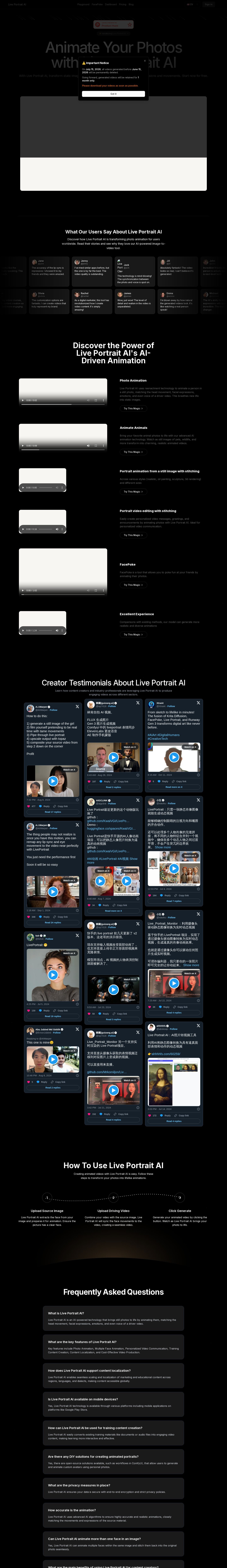 Liveportrait website preview