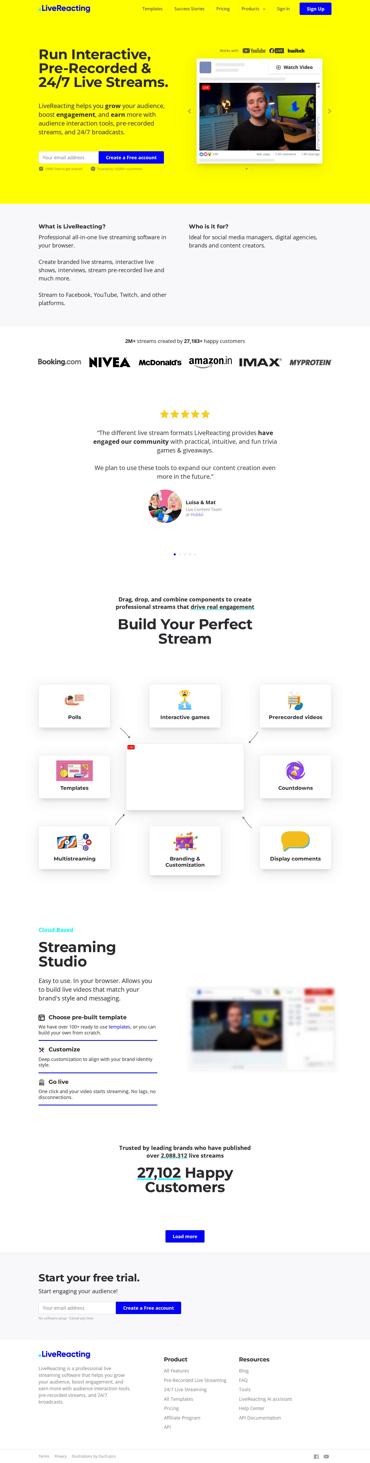 LiveReacting website preview