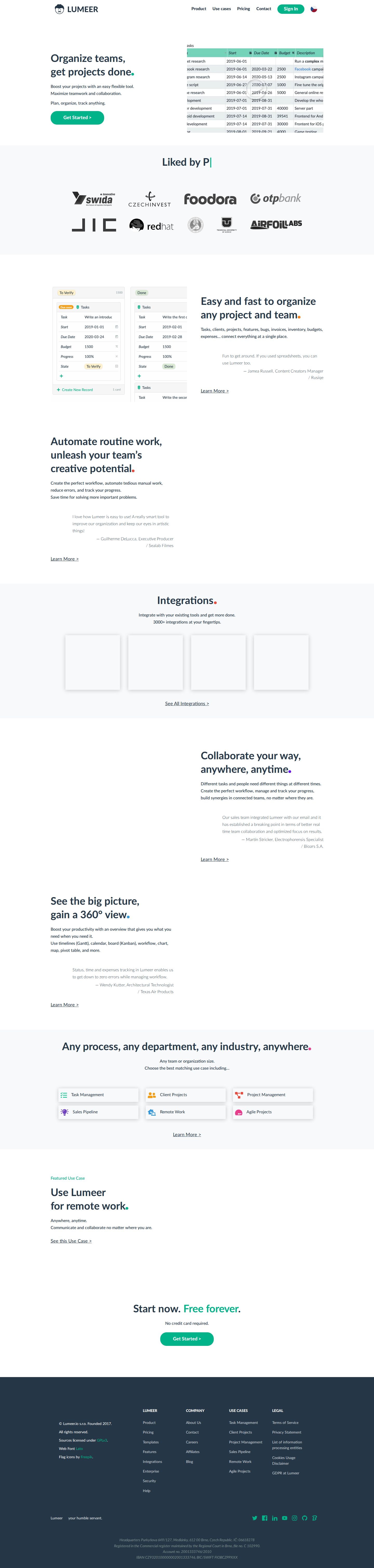 Lumeer website preview