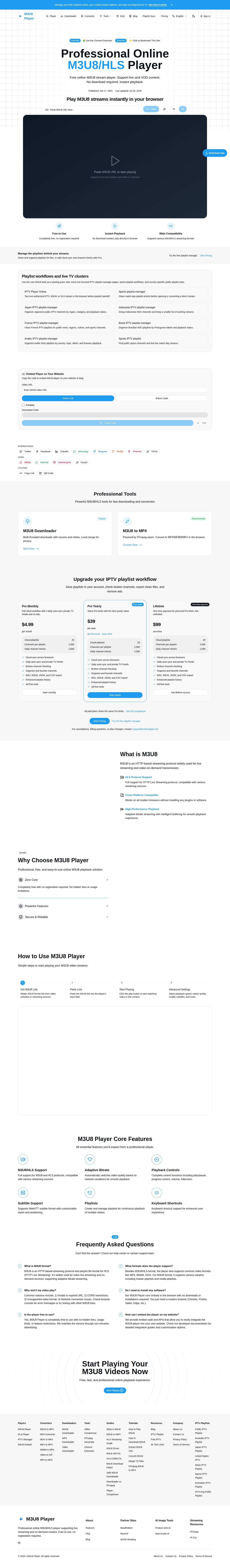 M3U8 Player website preview