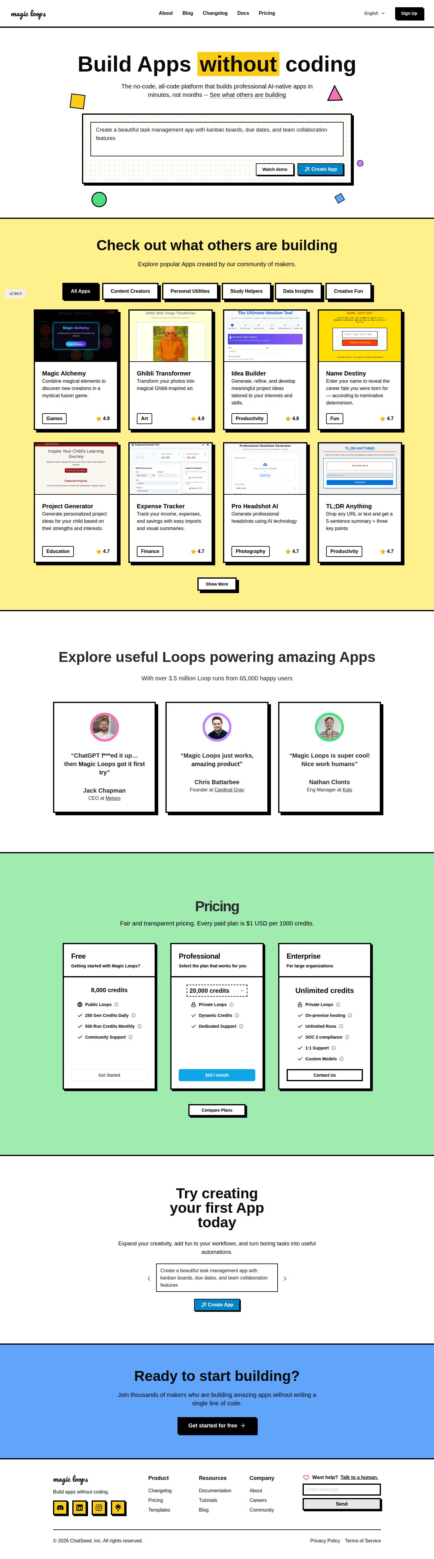 Magic Loops website preview