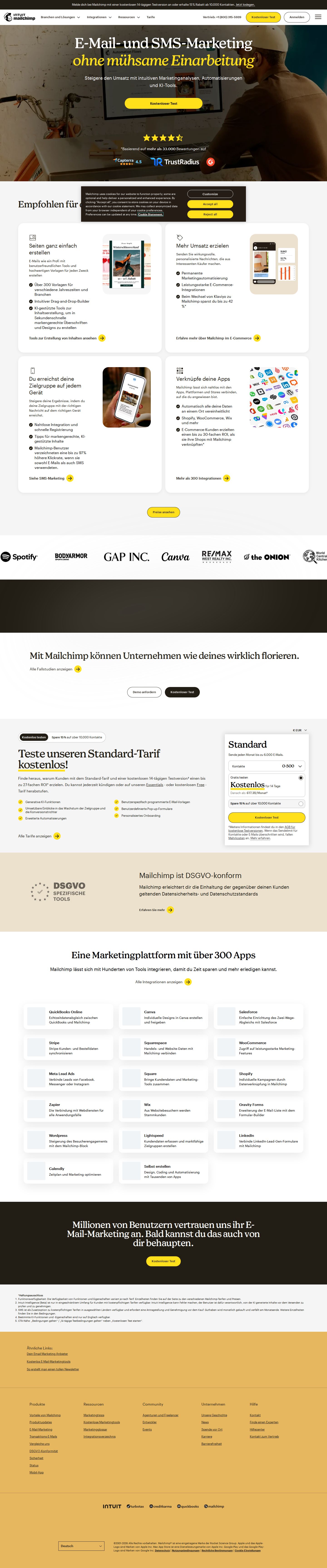 Mailchimp website preview