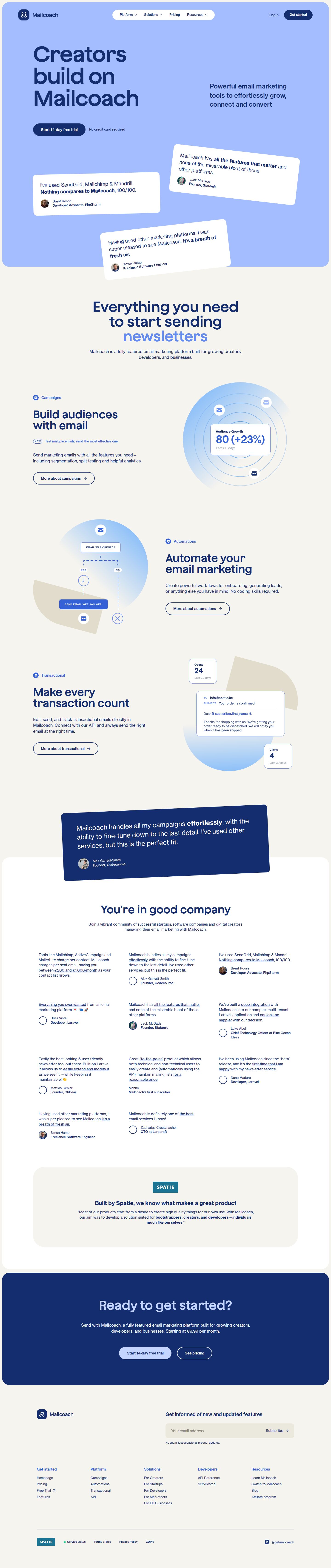 Mailcoach website preview