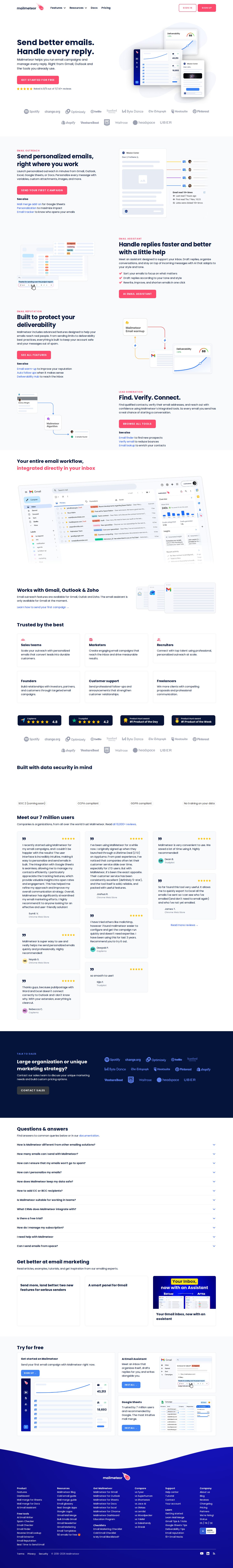 Mailmeteor website preview