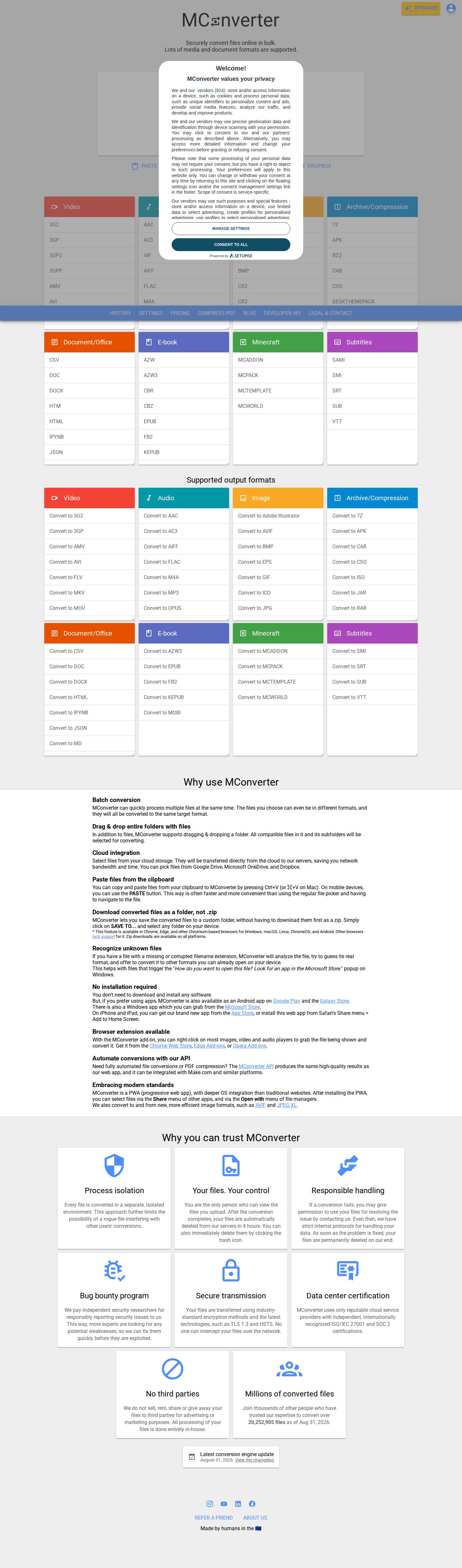 MConverter website preview