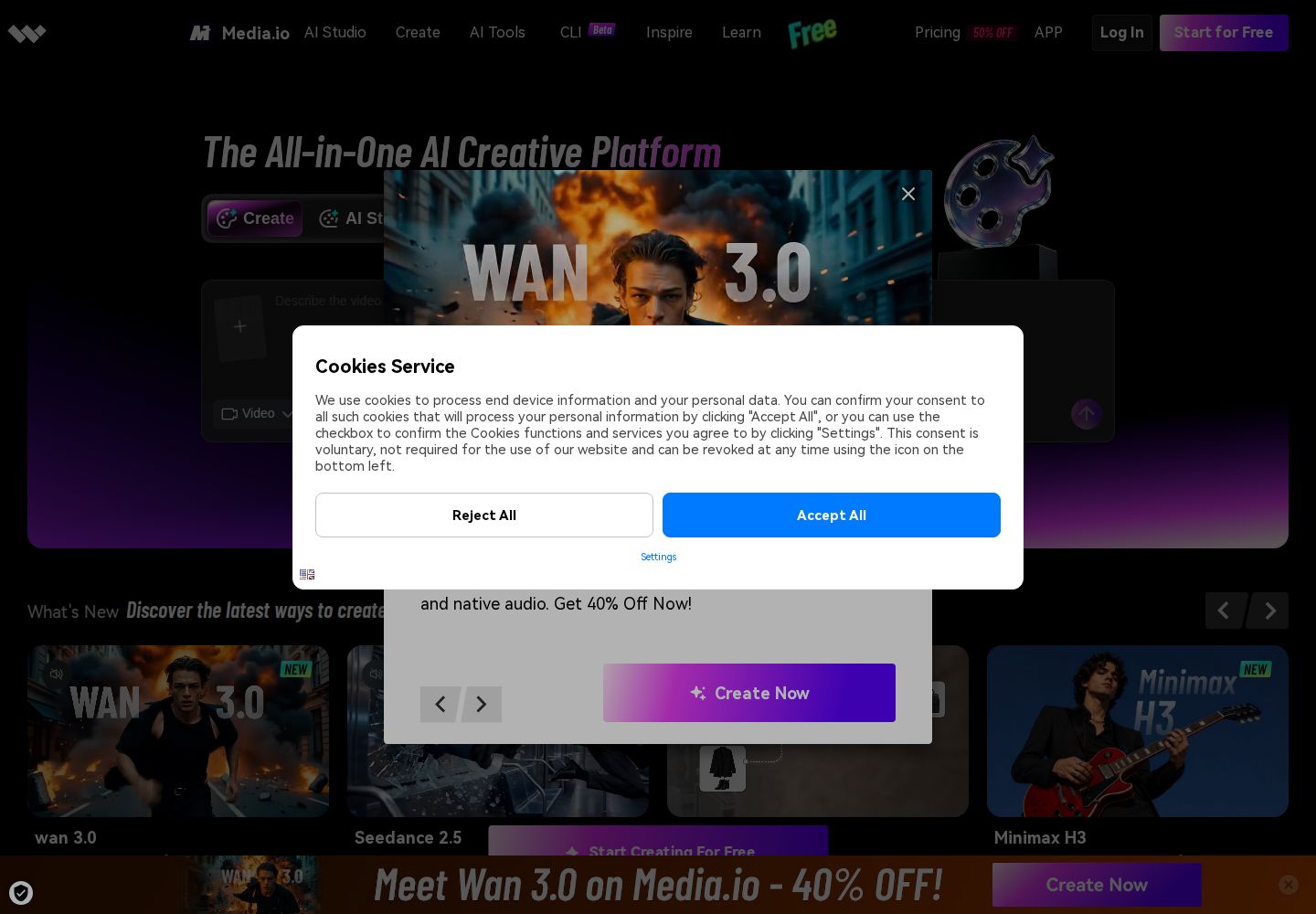 Media.io website preview