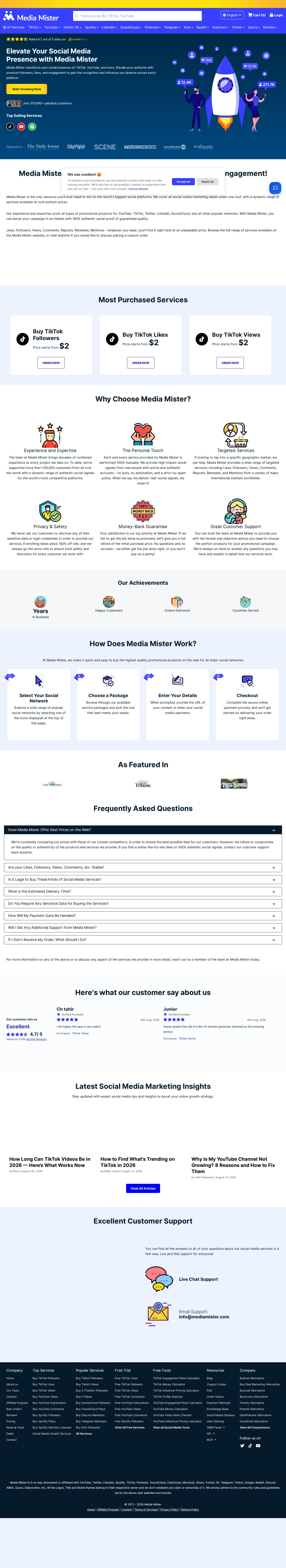 Buy Followers, Likes, Subscribers & Views website preview