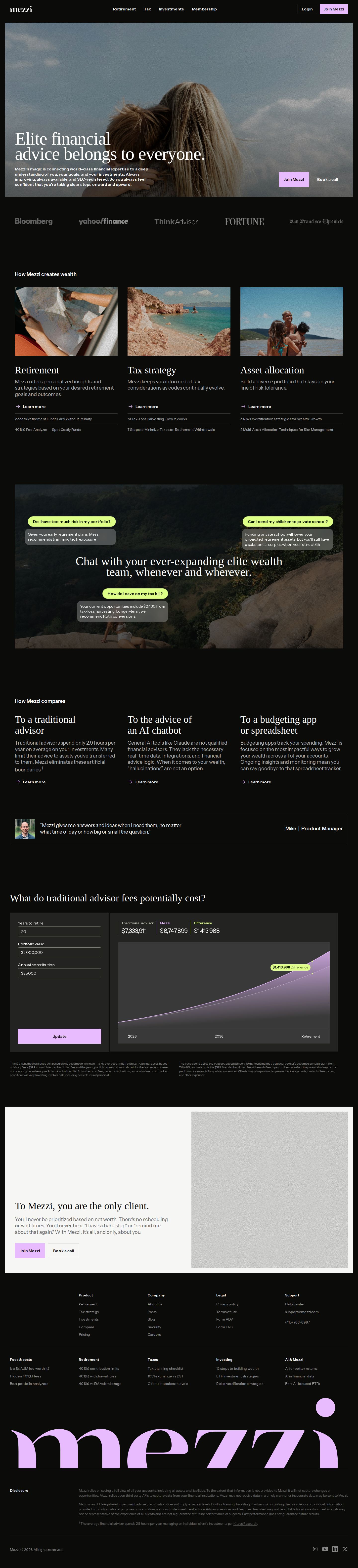 Mezzi website preview
