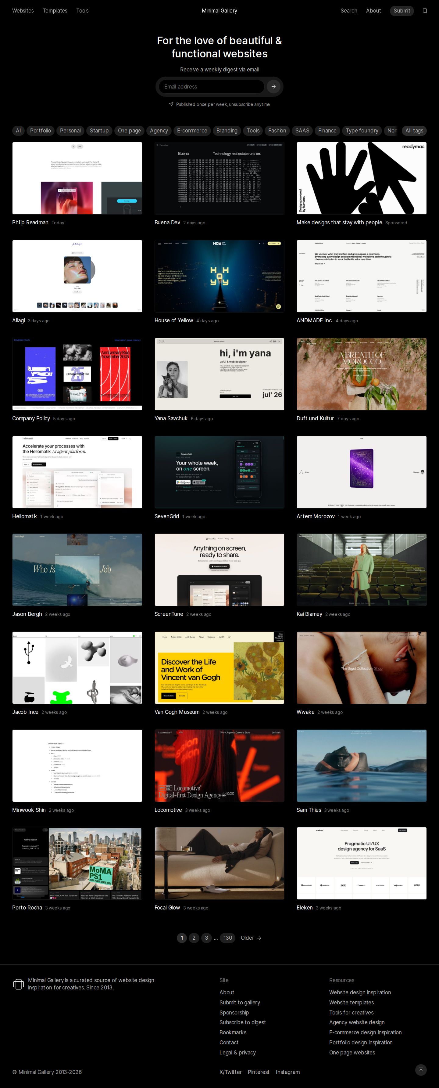 Minimal Gallery website preview