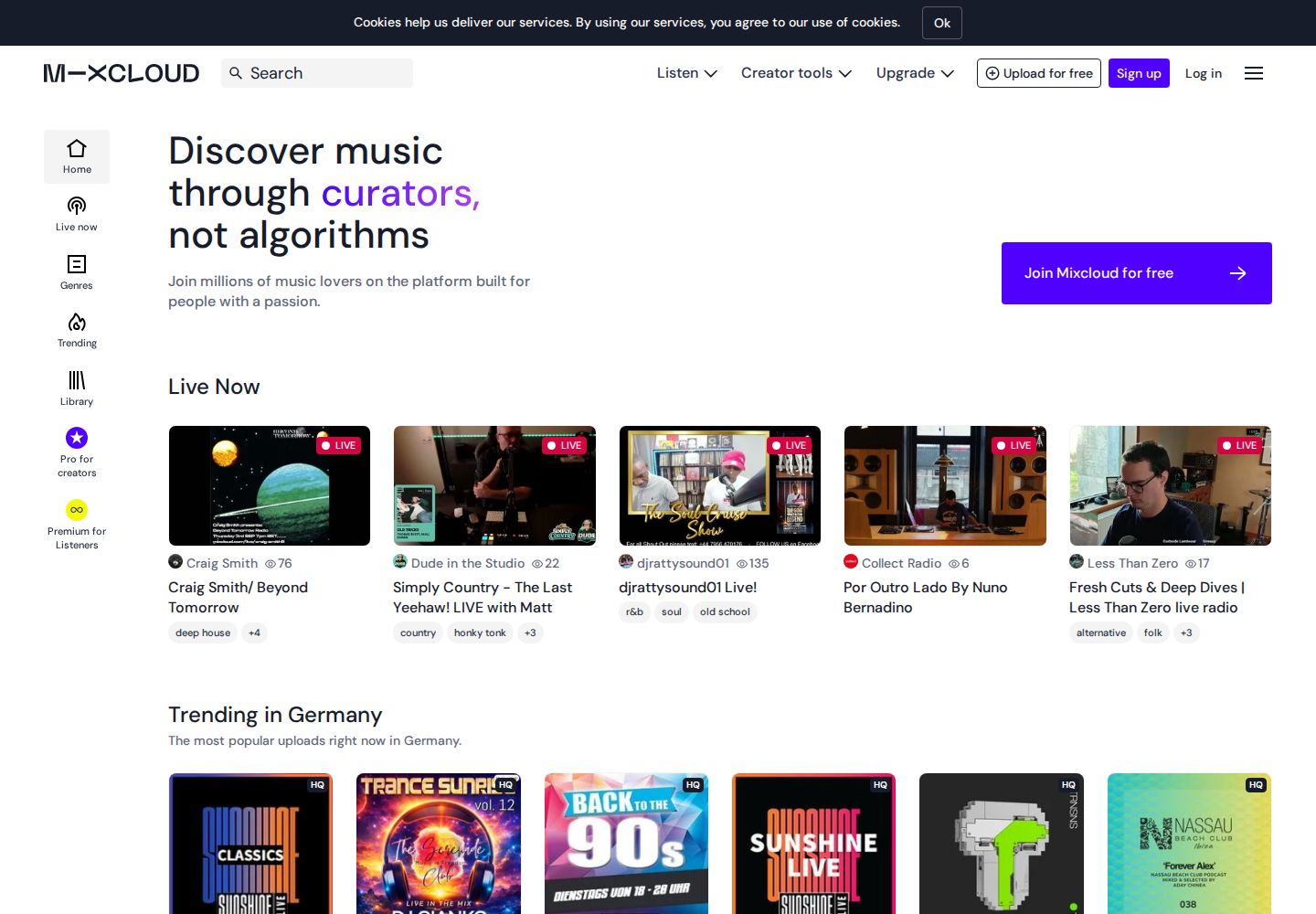 Mixcloud website preview