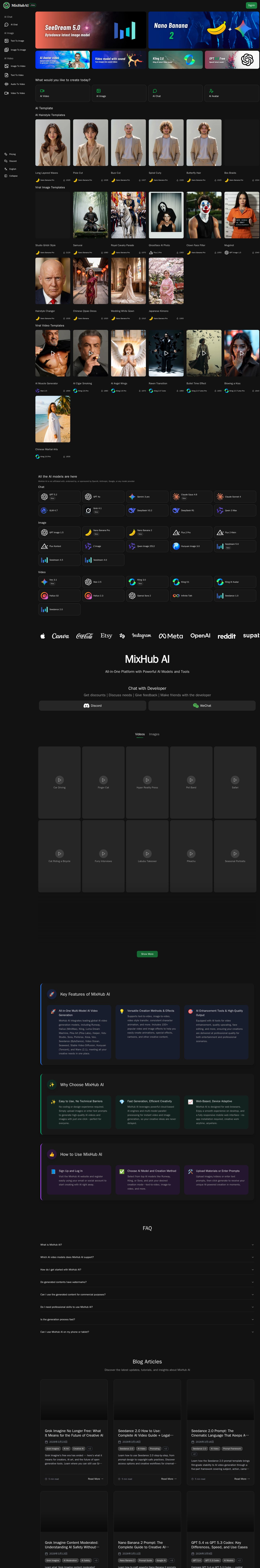 MixHub AI website preview