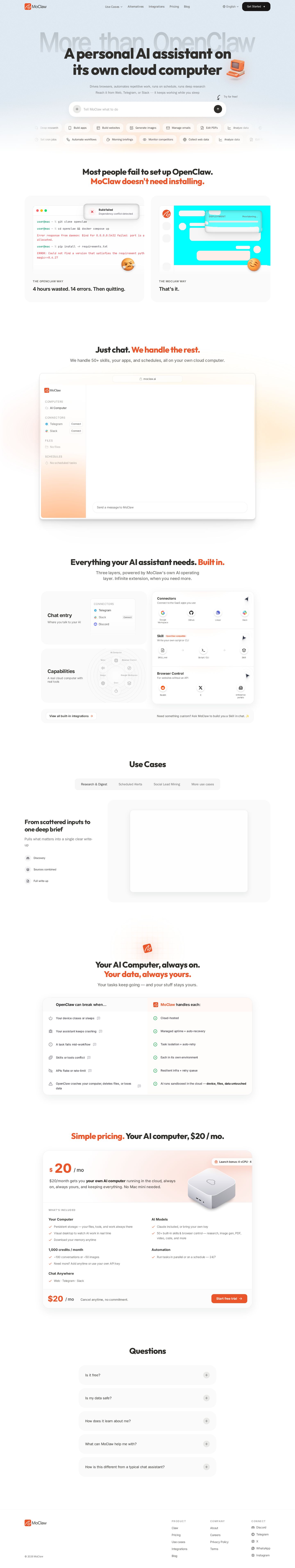 MoClaw website preview