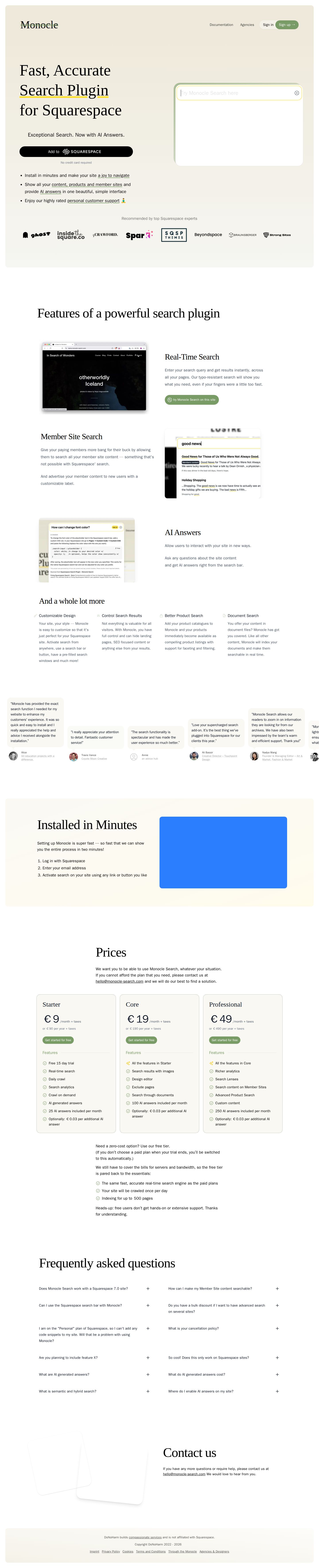 Monocle Search website preview