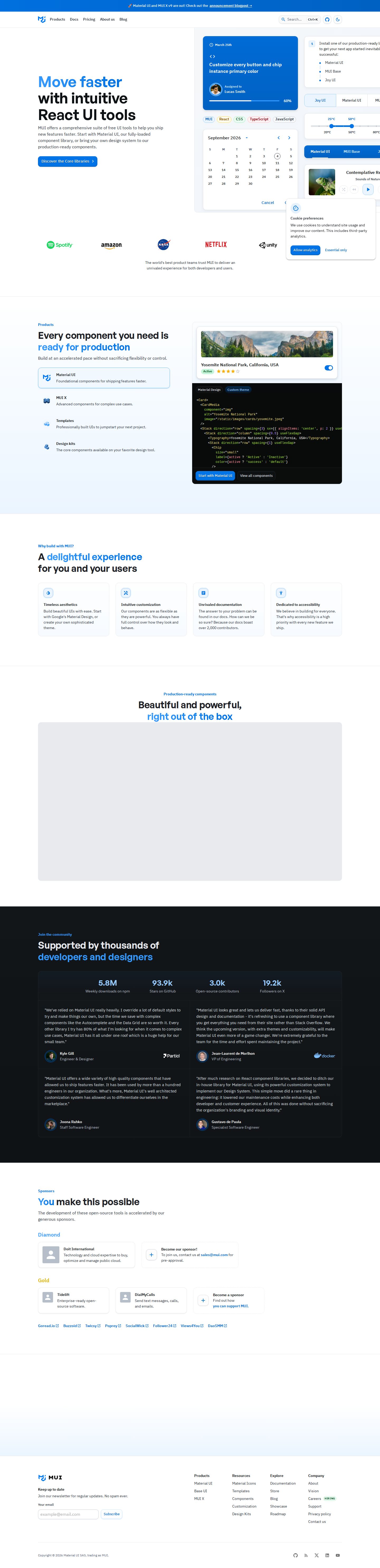 MUI website preview
