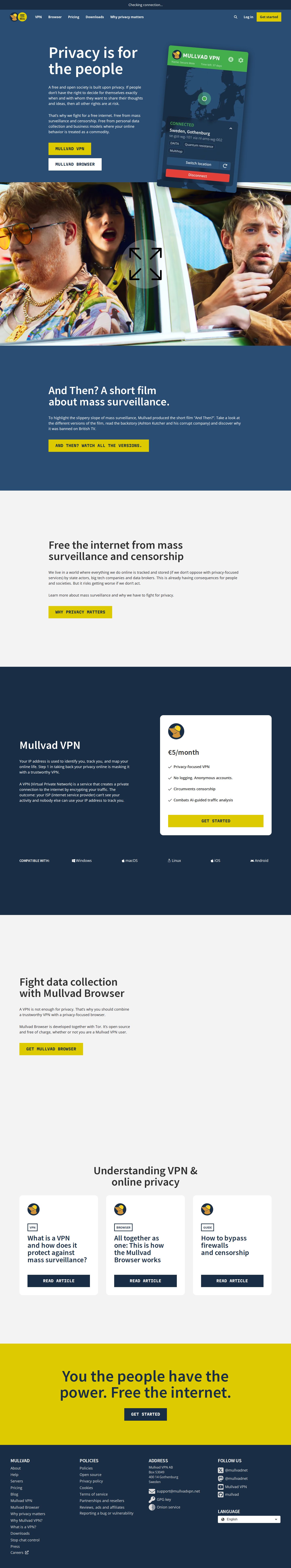 Mullvad VPN website preview