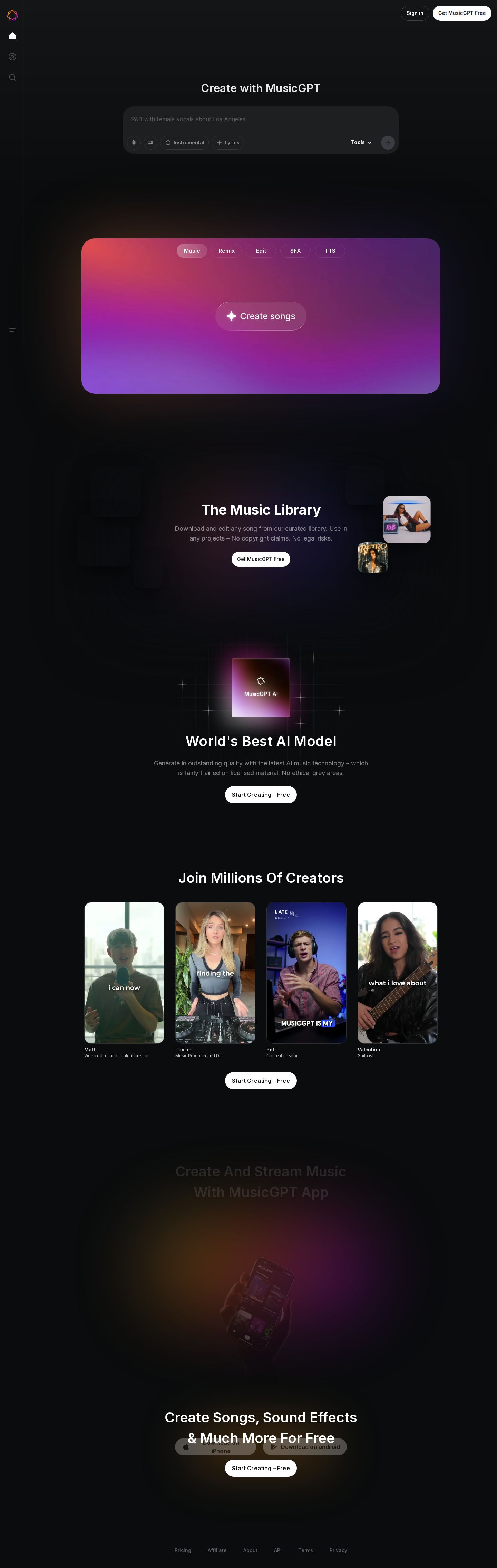 MusicGPT website preview