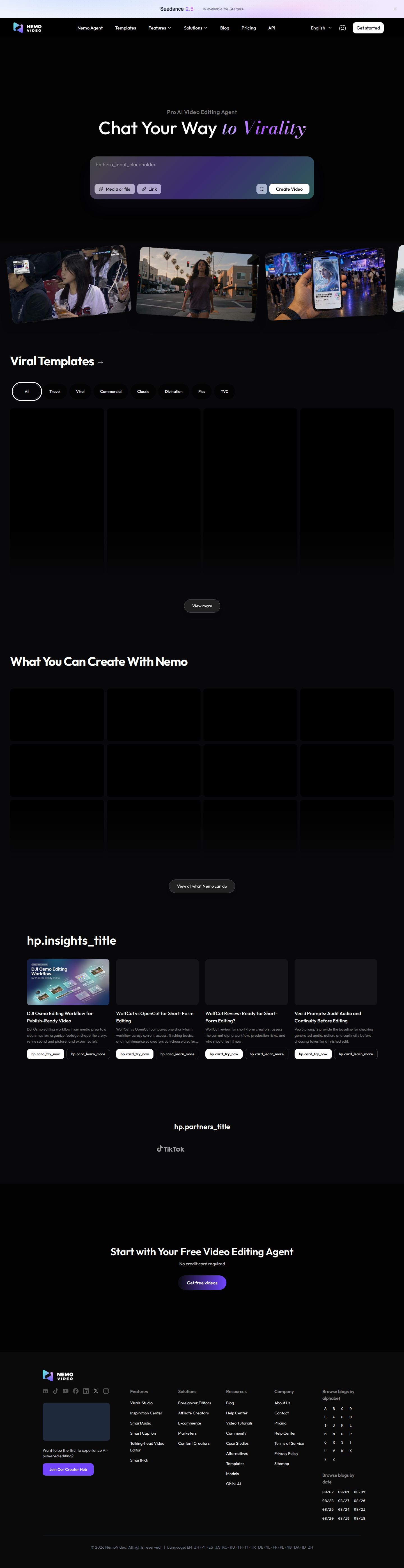 NemoVideo website preview