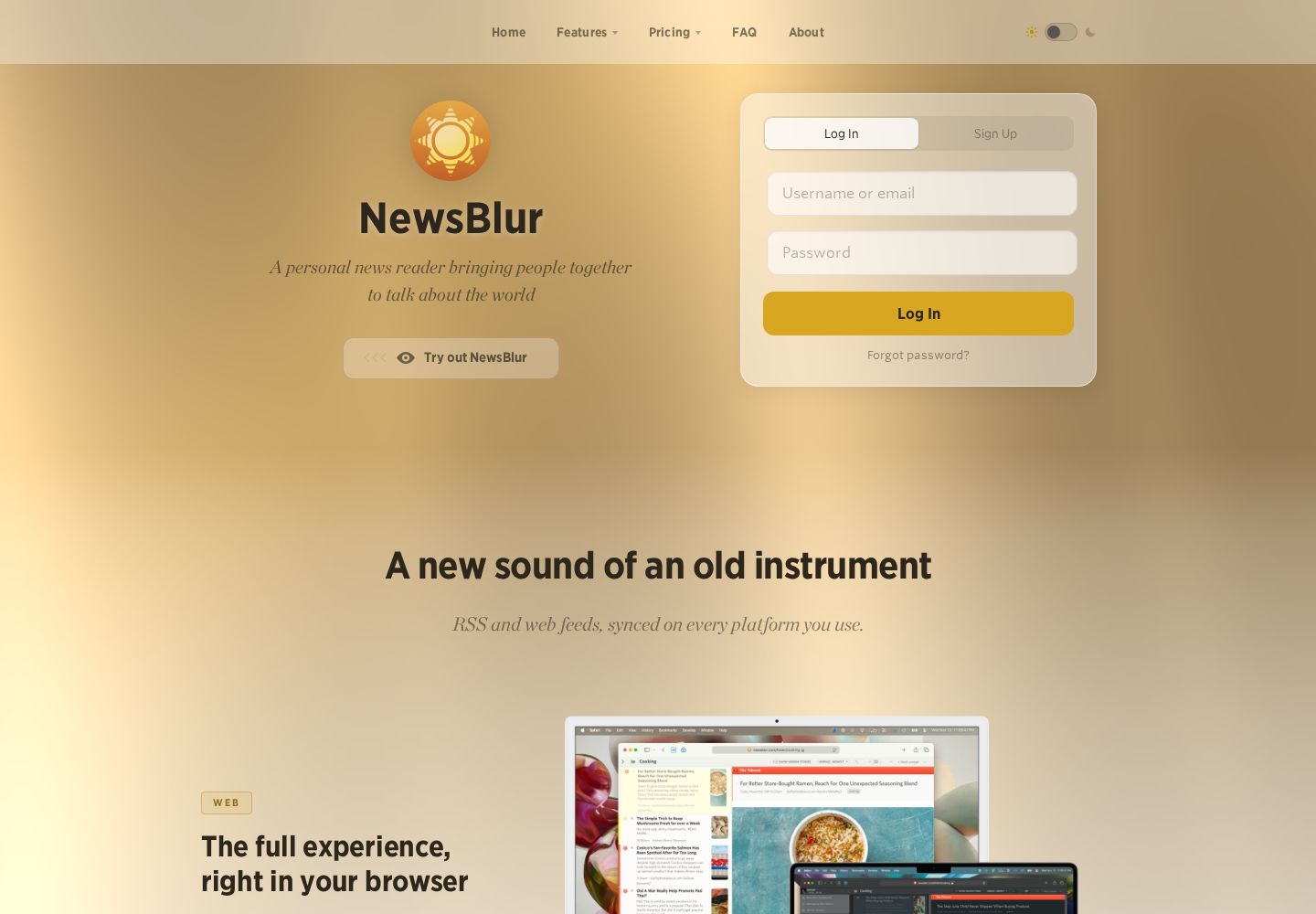 NewsBlur website preview